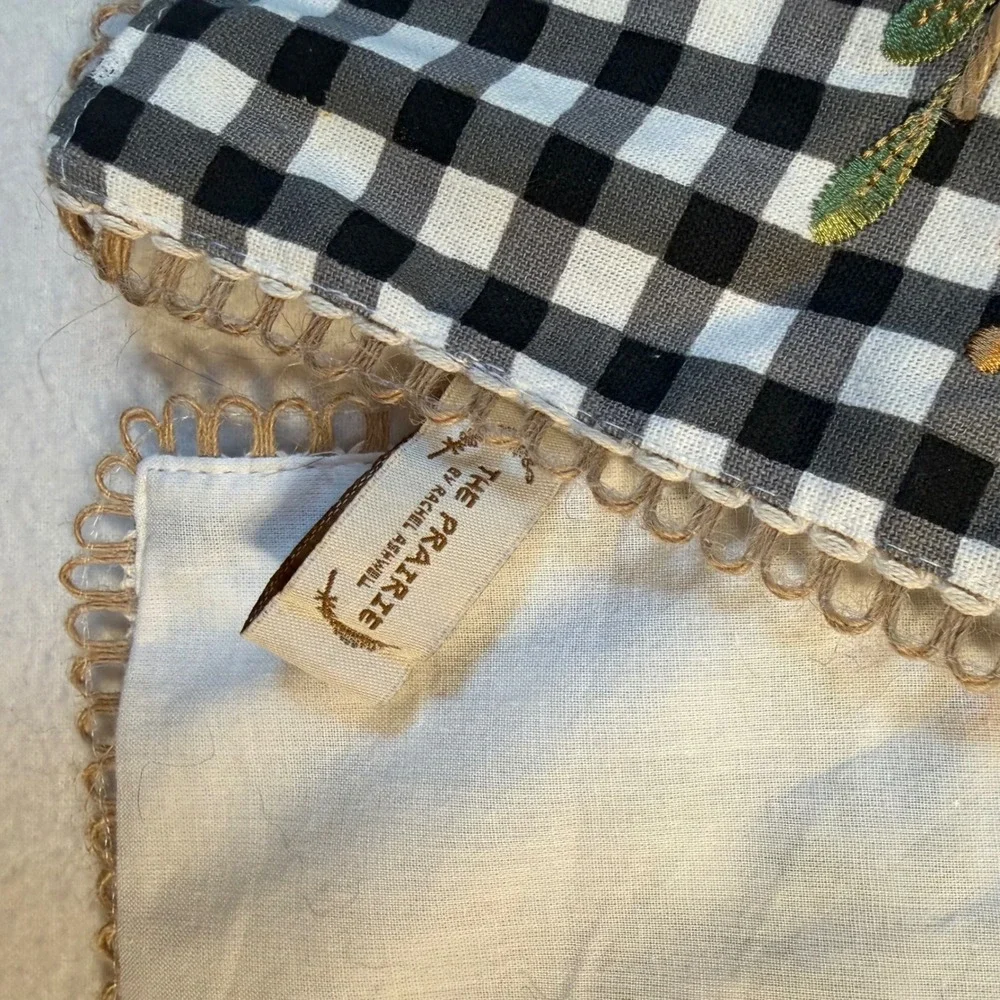 Rachel Ashwell The Prairie Pumpkin Gingham Table Runner Black White Farmhouse